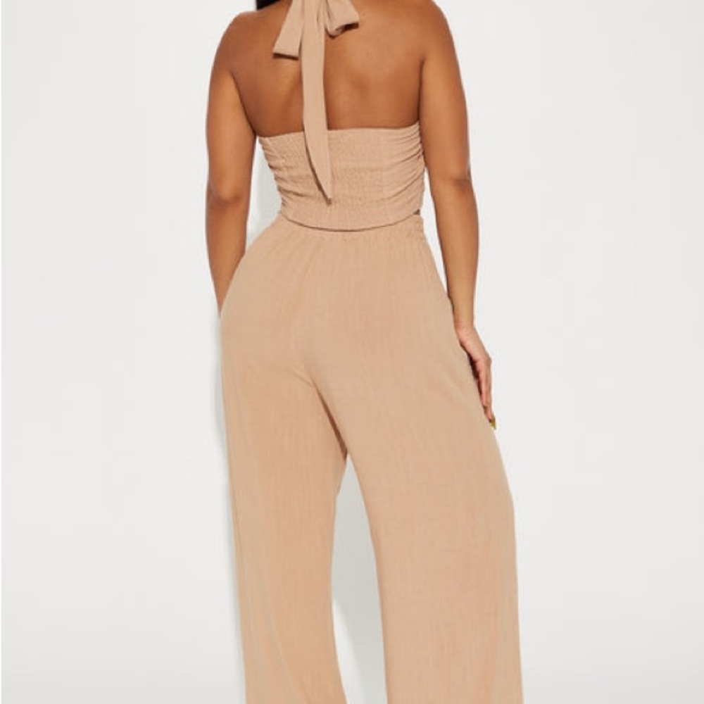 Fashion Nova Tan Palazzo Pantsuit - Picture 2 of 5